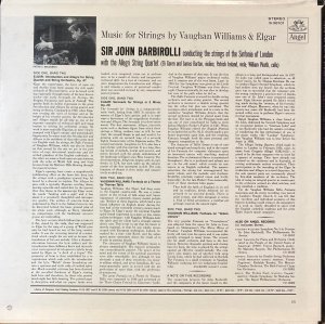 画像3: 米Angel(EMI) バルビローリ/V=ウィリアムス タリス幻想曲, グリーンスリーヴズ幻想曲, エルガー 序奏とアレグロ, セレナード