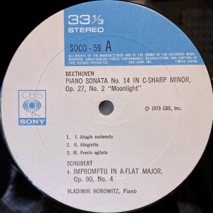 画像2: CBS ホロヴィッツ/ベートーヴェン 月光ソナタ, シューベルト ４つの即興曲