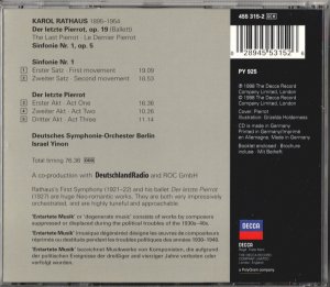 画像2: [中古CD] 独DECCA 退廃音楽シリーズ、ラートハウス／最後のピエロ, 交響曲第1番