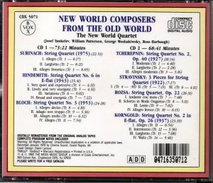 画像2: [中古CD・２枚組] 米VOX ニュー・ワールド弦楽四重奏団／"新世界の弦楽四重奏曲"
