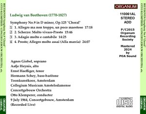 画像2: [新品CD-R] ORGANUM クレンペラー＆コンセルトヘボウ管、'64年ステレオ・ライヴ／ベートーヴェン 交響曲第9番「合唱」