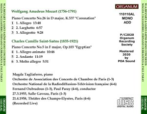 画像2: [新品CD-R] ORGANUM マグダ・タリアフェロ、パリ・ライヴ／モーツァルト ピアノ協奏曲第26番, サンサーンス ピアノ協奏曲第5番