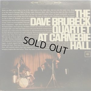 画像1: 米COLUMBIA [2LP] デイヴ・ブルーベック・カルテット DAVE BRUBECK QUARTET AT CARNEGIE HALL