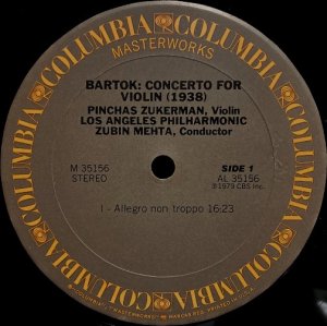 画像2: 米Columbia ズーカーマン&メータ/バルトーク ヴァイオリン協奏曲第2番