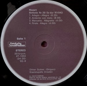画像2: Deutsche Shallplatten(ETERNA) スイトナー/モーツァルト 交響曲第39, 32, 34番