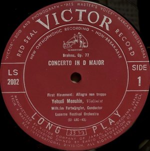 画像2: VICTOR メニューイン＆フルトヴェングラー/ブラームス ヴァイオリン協奏曲