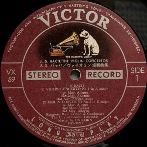 画像2: VICTOR(UNICORN) ルッジェロ・リッチ／J.S.バッハ ヴァイオリン協奏曲集