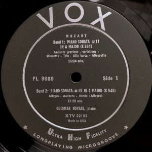 画像2: 米VOX ギオマール・ノヴァエス/モーツァルト ピアノ・ソナタ第11, 15, 5番他