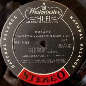 画像2: 米Westminster パイヤール＆ランパル,ラスキーヌ,ランスロ／モーツァルト フルートとハープのための協奏曲, クラリネット協奏曲