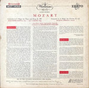 画像3: 米Westminster パイヤール＆ランパル,ラスキーヌ,ランスロ／モーツァルト フルートとハープのための協奏曲, クラリネット協奏曲