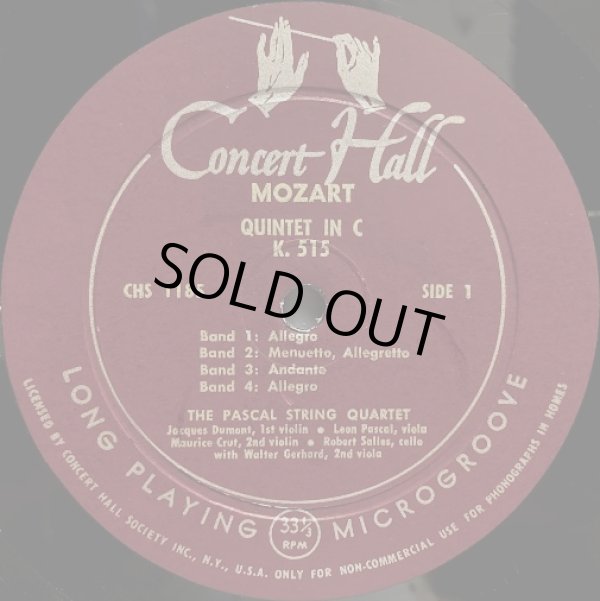 画像2: 米Concert Hall [バラ２枚セット] パスカル弦楽四重奏団＆W.ゲルハルト/モーツァルト 弦楽五重奏曲第1, 2, 3, 4番