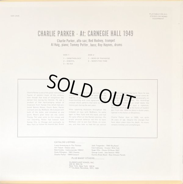 画像3: 米ALAMAC チャーリー・パーカー/CHARLIE PARKER-1949 CONCERT at Carnegie Hall