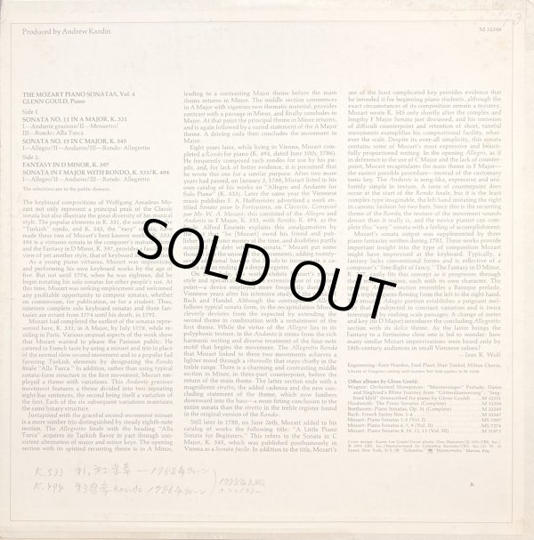 画像7: 米COLUMBIA [バラ2枚セット] グールド／モーツァルト ピアノ・ソナタ集Vol.3＆4