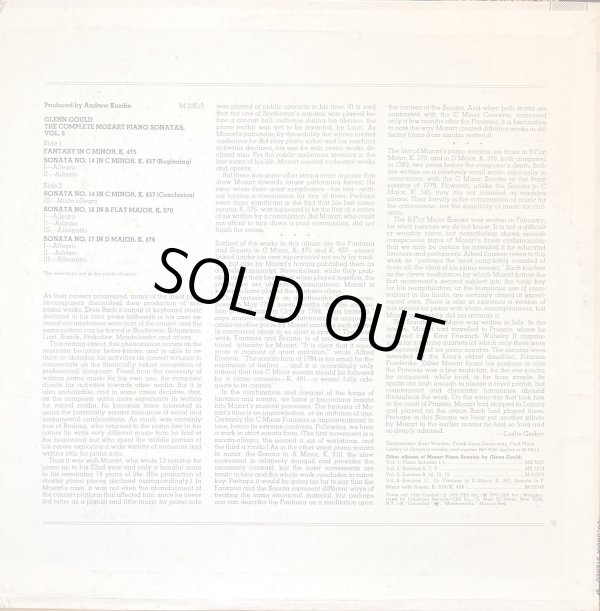 画像10: CBS, 米COLUMBIA [バラ3枚セット, 米盤2枚] グールド／モーツァルト ピアノ・ソナタ集Vol.1,2＆5
