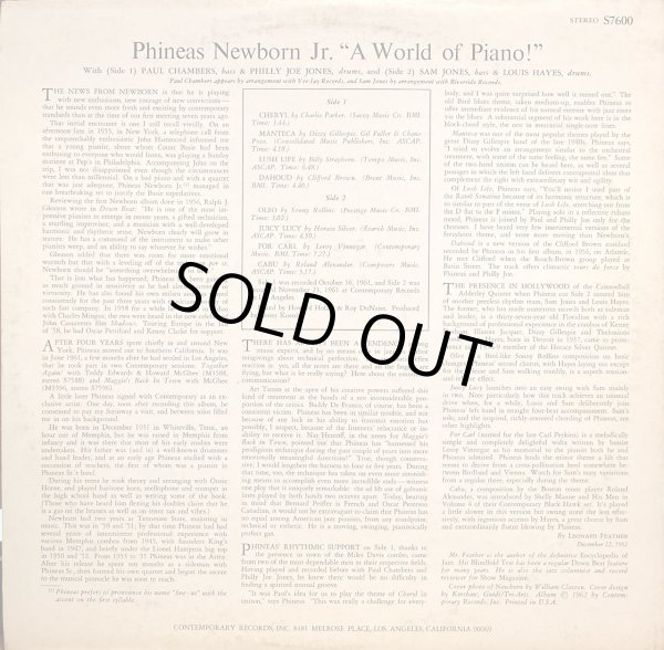 画像3: 米CONTEMPORARY フィニアス・ニューボーン／A World of Piano !