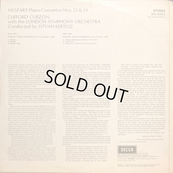 画像3: 英DECCA カーゾン＆ケルテス/モーツァルト ピアノ協奏曲第23番, 24番