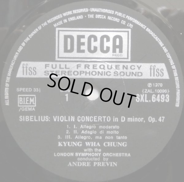 画像2: 英DECCA チョン・キョンファ&プレヴィン/チャイコフスキー＆シベリウス ヴァイオリン協奏曲