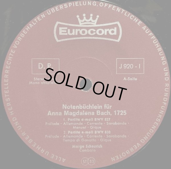 画像2: 独Eurocord [2枚組] J.S.バッハ／アンナ・マグダレーナ・バッハの音楽帳1725（全曲）