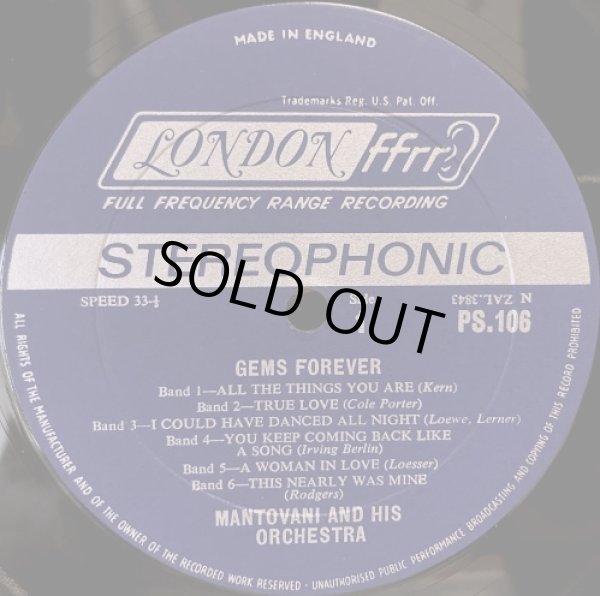 画像2: 米LONDON(英DECCAプレス) マントヴァーニ、不朽の旋律／GEMS FOREVER