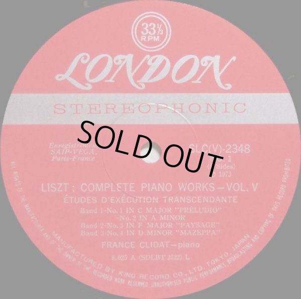 画像2: LONDON [4LP] フランス・クリダ/リスト 練習曲集