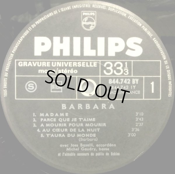 画像2: 仏PHILIPS ボビノ座のバルバラ'67