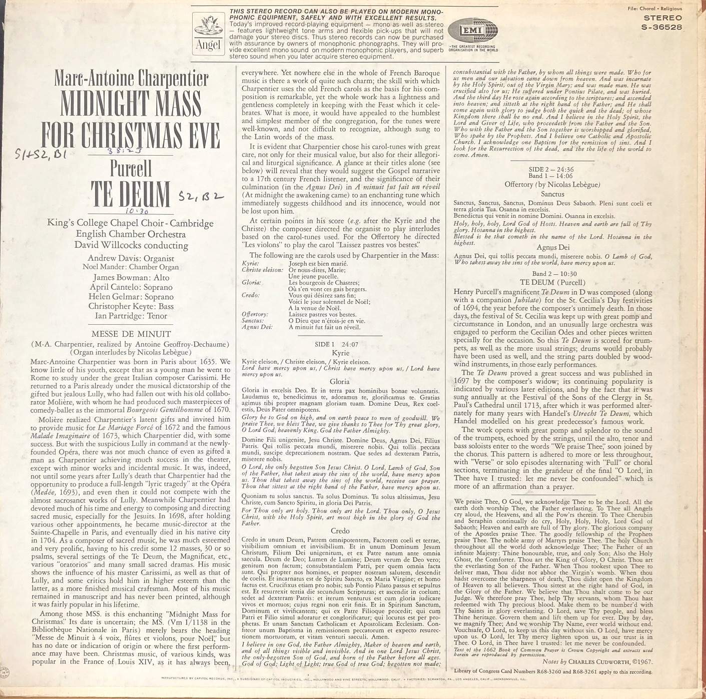 画像3: 米ANGEL ウィルコックス/シャルパンティエ「真夜中のミサ」, パーセル テ・デウム