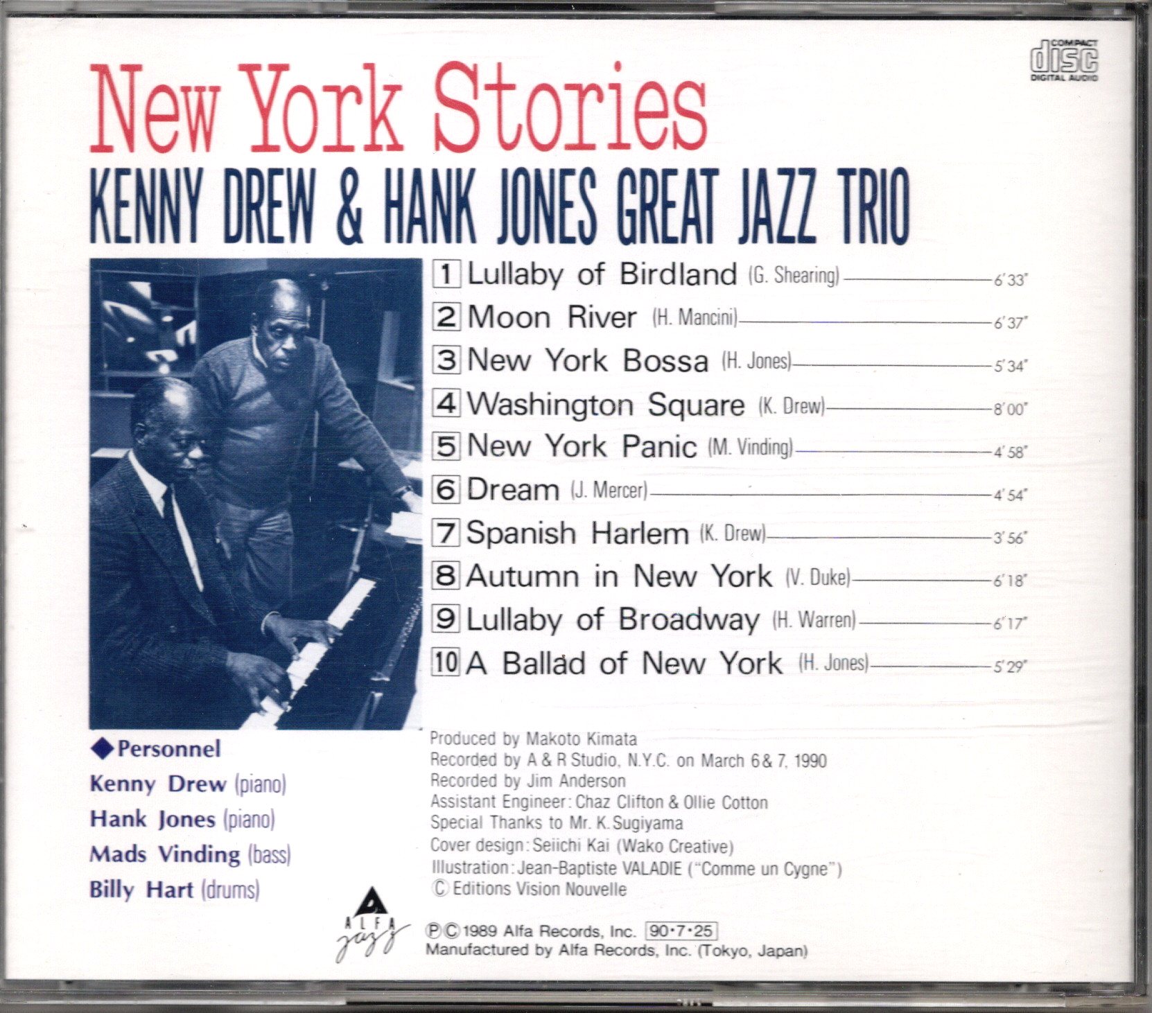 画像3: [中古CD] ALFA ケニー・ドリュー＆ハンク・ジョーンズ Great Jazz Trio／New York Stories