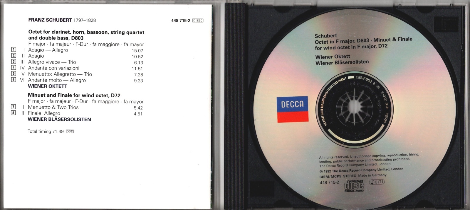 画像3: [中古CD] 独DECCA ウィーン八重奏団／シューベルト 八重奏曲 D803