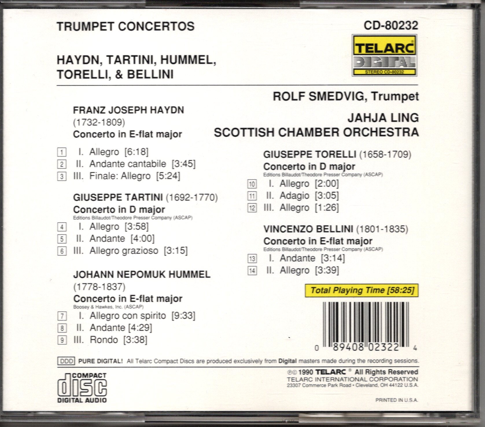 画像2: [中古CD] 米TELARC ロルフ・スメドヴィグ／トランペット協奏曲集