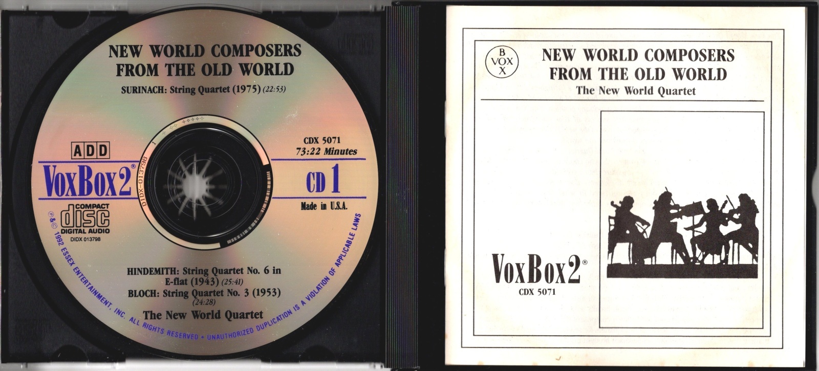 画像3: [中古CD・２枚組] 米VOX ニュー・ワールド弦楽四重奏団／"新世界の弦楽四重奏曲"