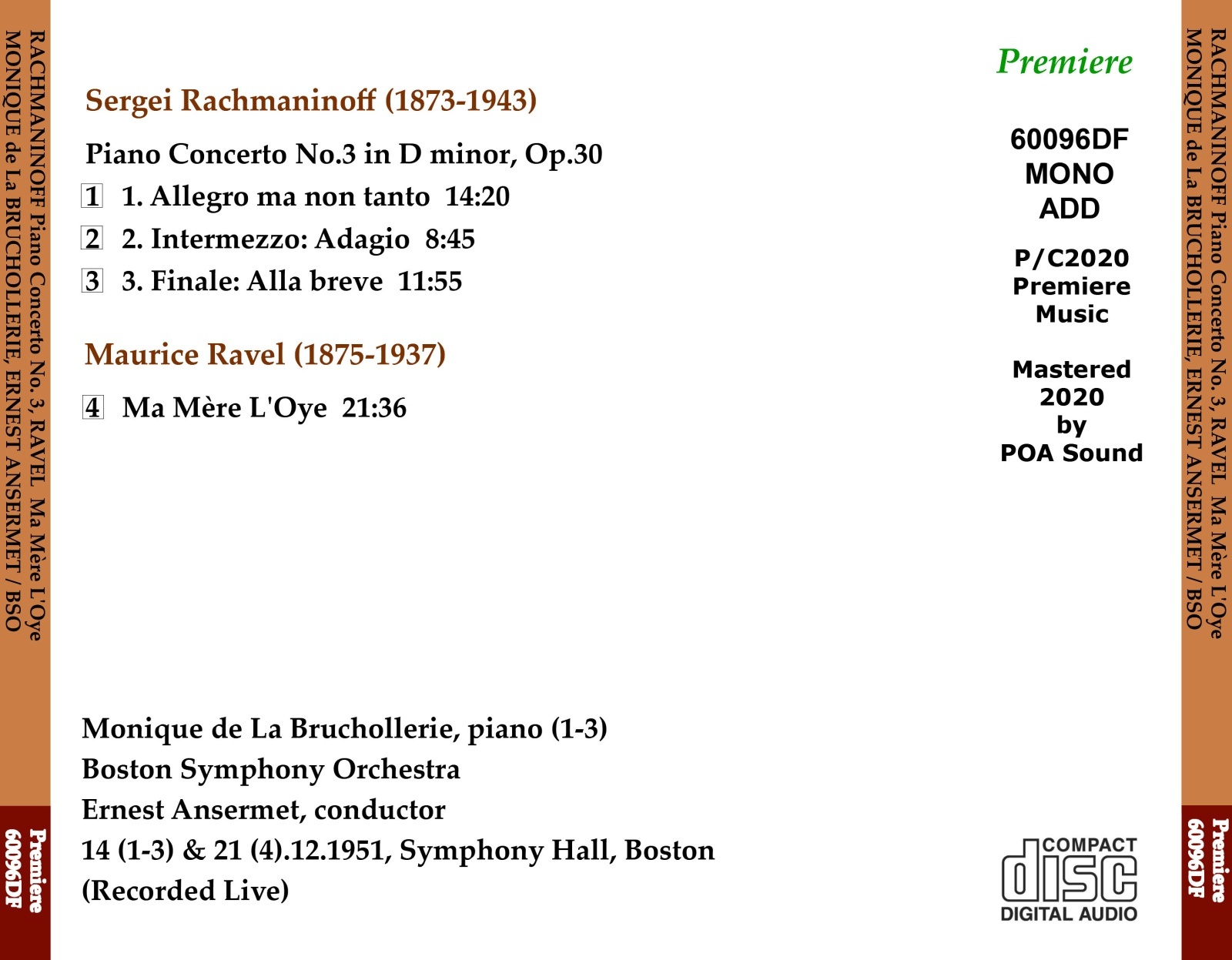画像2: [新品CD-R] ORGANUM モニク・ドゥ・ラ・ブリュショルリ、アメリカ・デビュー・ライヴ／ラフマニノフ ピアノ協奏曲第3番