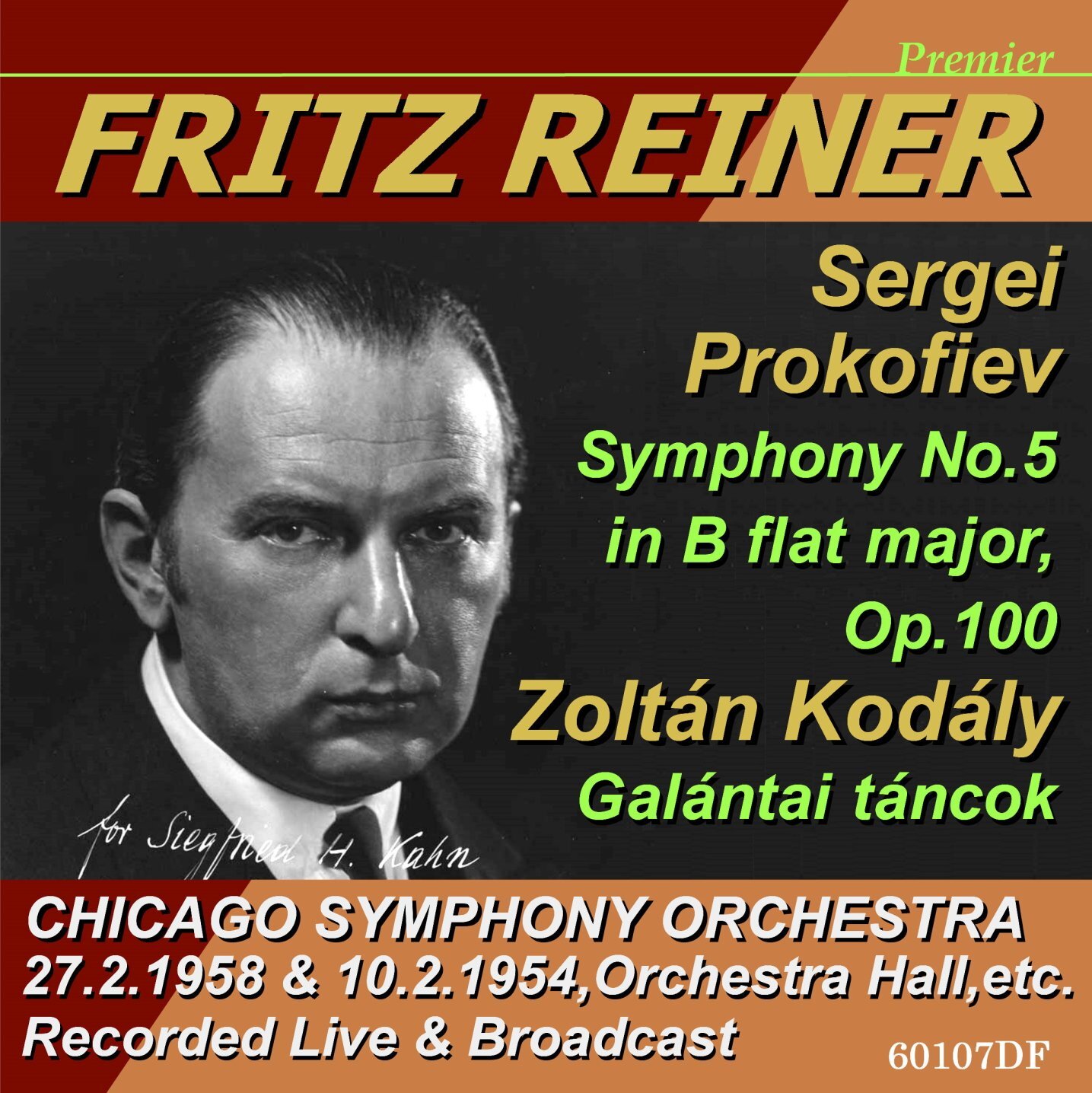 画像1: [新品CD-R] PREMIERE ライナー＆シカゴ響/プロコフィエフ 交響曲第5番, コダーイ ガランタ舞曲