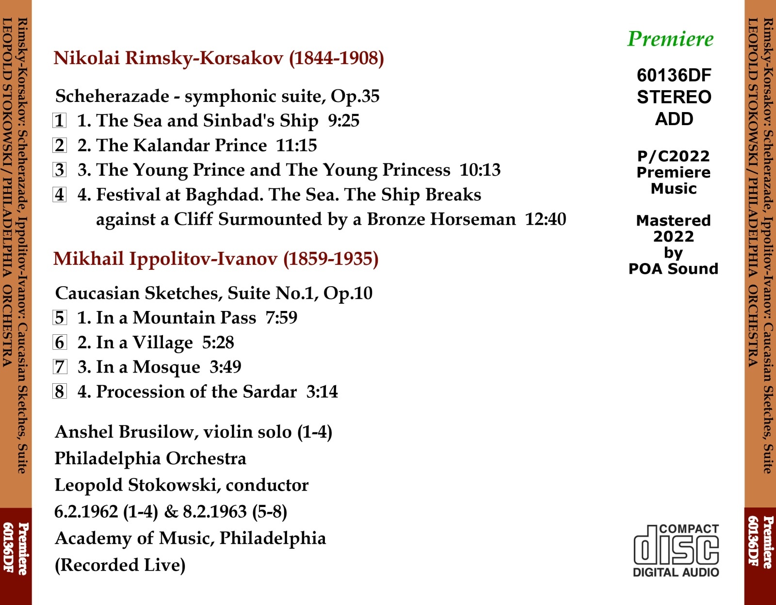 画像2: [新品CD-R] PREMIERE ストコフスキー＆フィラデルフィア管 STEREOライヴ／リムスキー=コルサコフ「シェエラザード」ほか