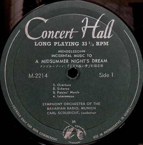 画像2: Concert Hall (仏PATHEプレス) シューリヒト/メンデルスゾーン 真夏の夜の夢, フィンガルの洞窟