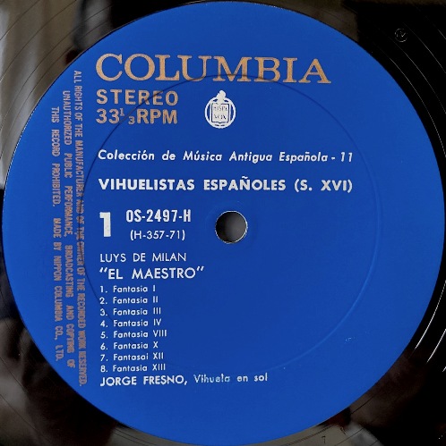 画像2: COLUMBIA(HISPA VOX) スペイン古楽集成Vol.11／ビウエラの音楽家たち(16世紀)