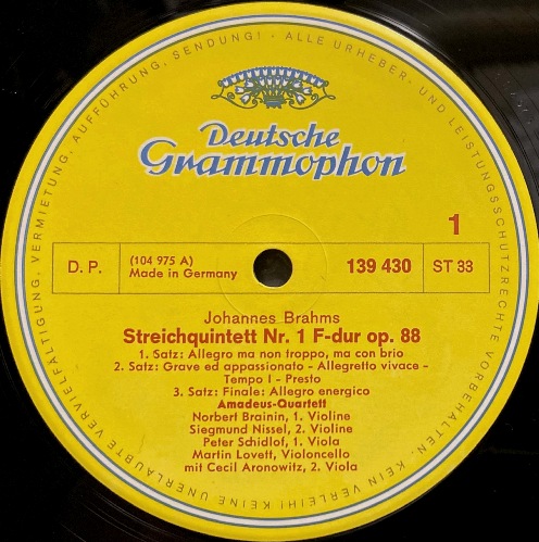 画像2: 独DG アマデウス弦楽四重奏団&アロノヴィッツ/ブラームス 弦楽五重奏曲第1番, 2番