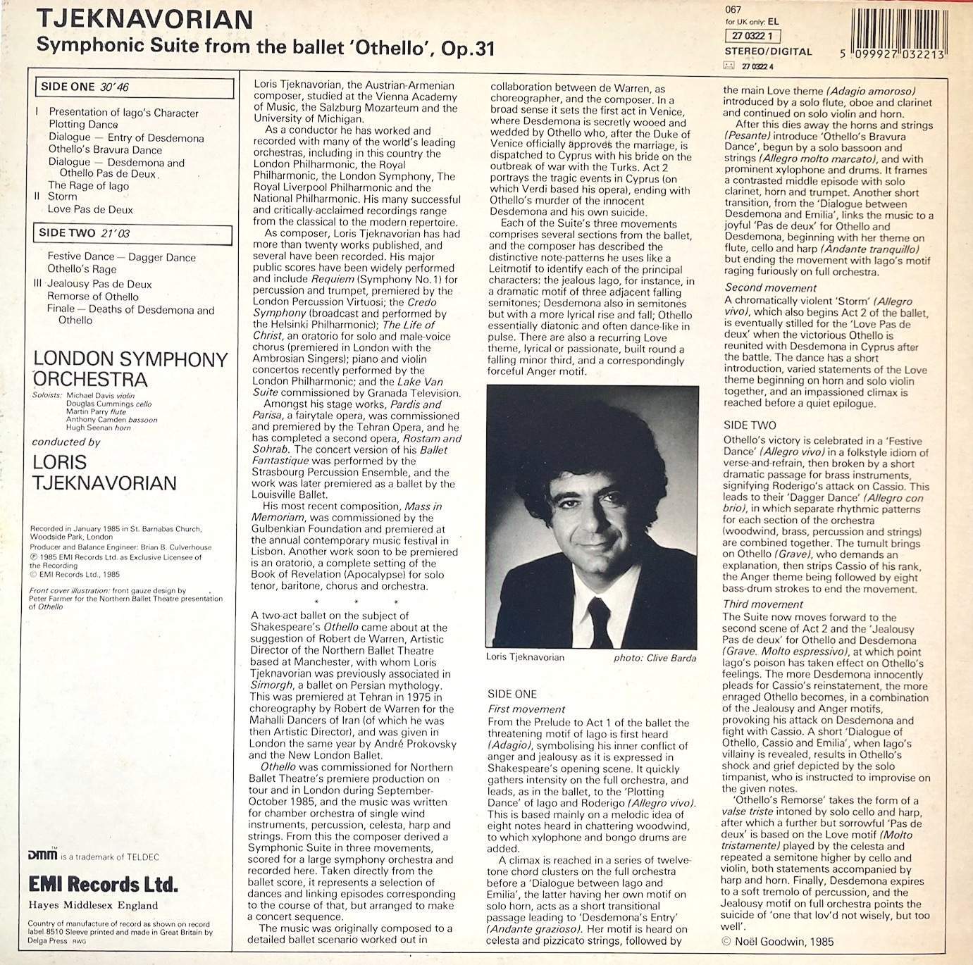 画像3: 英EMI チェクナヴォリアン自作自演／バレエ組曲「オテロ」