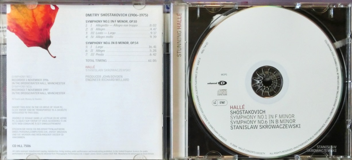 画像2: [中古CD] 英HALLE スクロヴァチェフスキー/ショスタコーヴィチ 交響曲第1, 6番