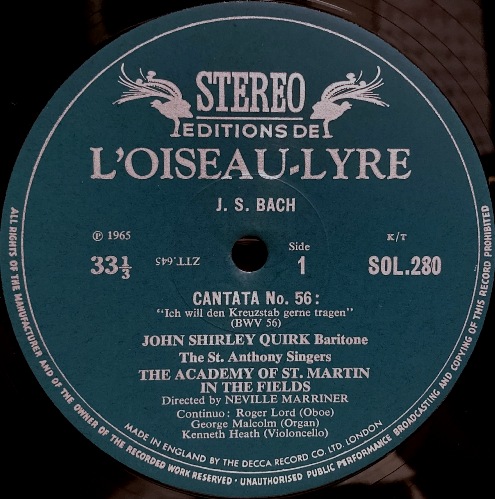 画像2: 英L'OISEAU-LYRE シャーリー・カーク＆マリナー/J.S.バッハ カンタータ第56, 82番