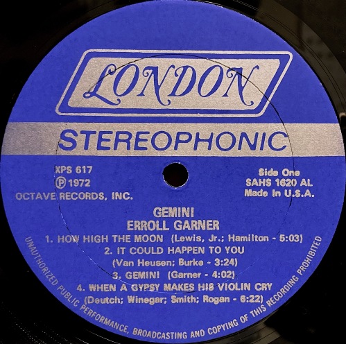 画像2: 米LONDON エロール・ガーナー／GEMINI
