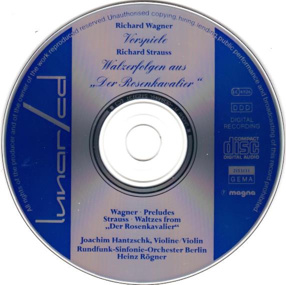 画像3: [中古CD] 独Lunarcd レーグナー/ワーグナー前奏曲集, R=シュトラウス 「ばらの騎士」ワルツ集