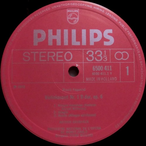 画像2: 蘭PHILIPS グリュミオー/パガニーニ ヴァイオリン協奏曲第1, 第4番