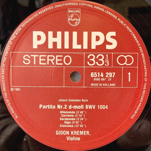 画像2: 蘭PHILIPS クレーメル/J.S.バッハ 無伴奏ヴァイオリンのためのソナタ第2番, パルティータ第2番