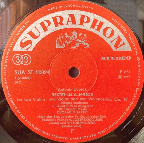 画像2: チェコSUPRAPHON ドヴォルザーク, ヴラフ弦楽四重奏団/ドヴォルザーク 弦楽六重奏曲, ミニアチュア