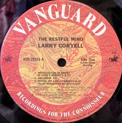 画像2: 米VANGUARD ラリー・コリエル／THE RESTFUL MIND〜亡き王女のためのパヴァーヌ